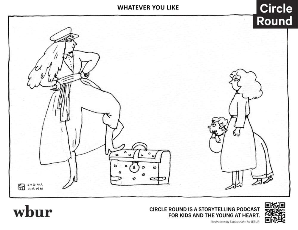 A merchant and two children. (Sabina Hahn for WBUR)