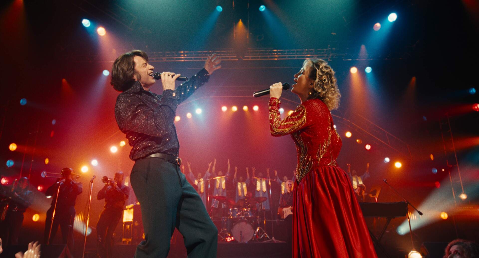 From left: Hugh Jackman and Kate Hudson in director Craig Brewer's "Song Sung Blue." (Courtesy Focus Features)