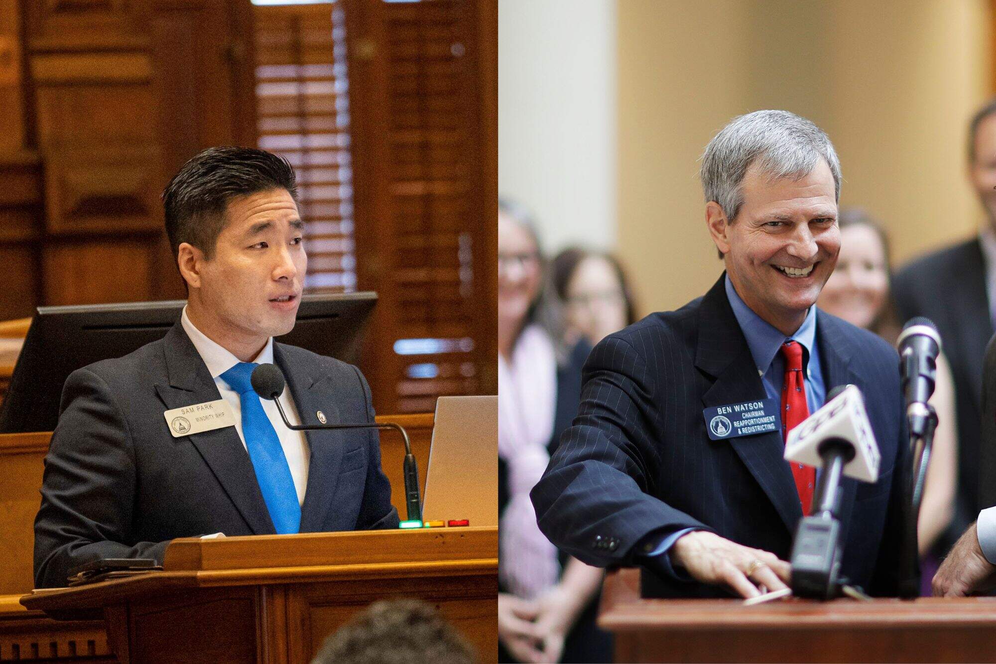 Georgia Democratic State Representative Sam Park (L) and Georgia Republican State Senator Ben Watson (R). (Matthew Pearson and David Goldman/AP)