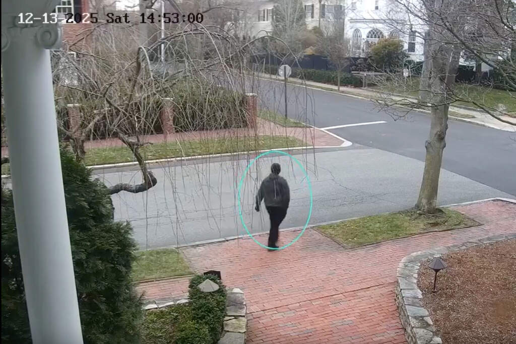 This image taken from video provided by the FBI shows a person of interest in the investigation of the shooting that occurred at Brown University, in Providence, R.I., Saturday, Dec. 13, 2025. (FBI via AP)