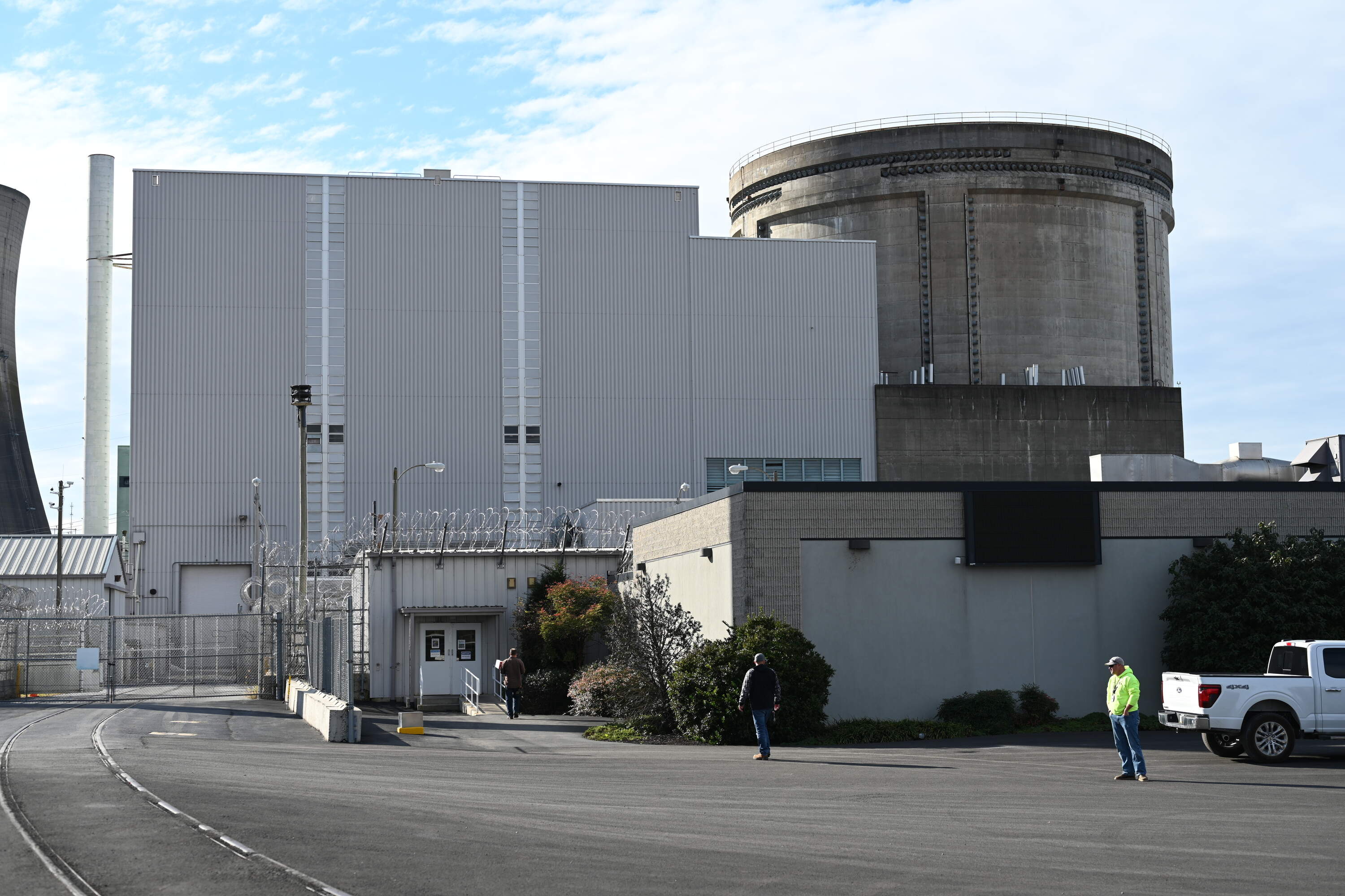 The nuclear plant at Three Mile Island was renamed the Crane Clean Energy Center. (Chris Bentley/Here & Now)