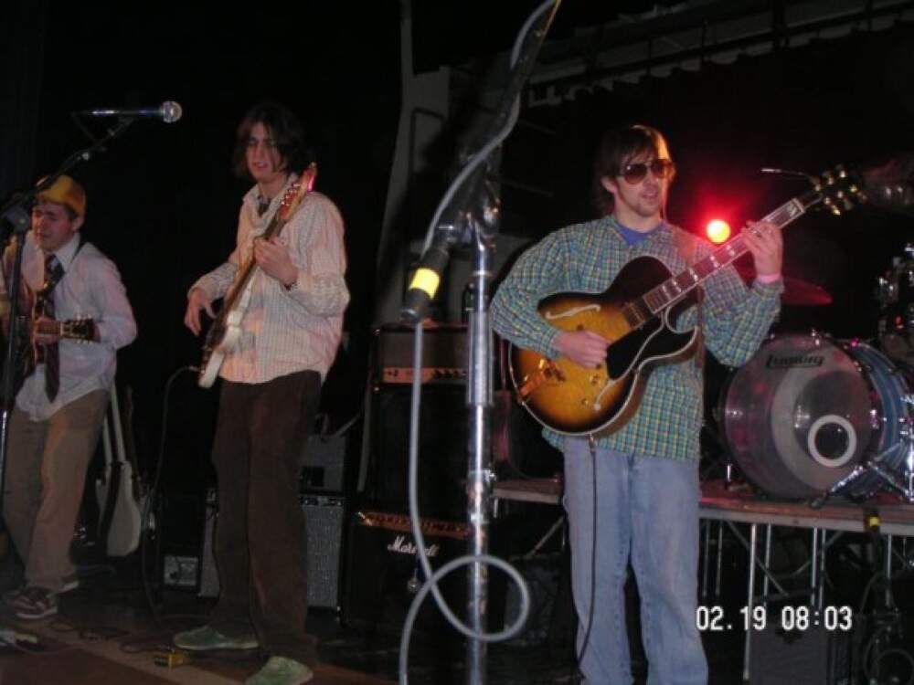 The author and his high school friends and bandmates, Lyle Brewer and Andy Doherty, playing a show in high school, 2005. (Courtesy David Tanklefsky)