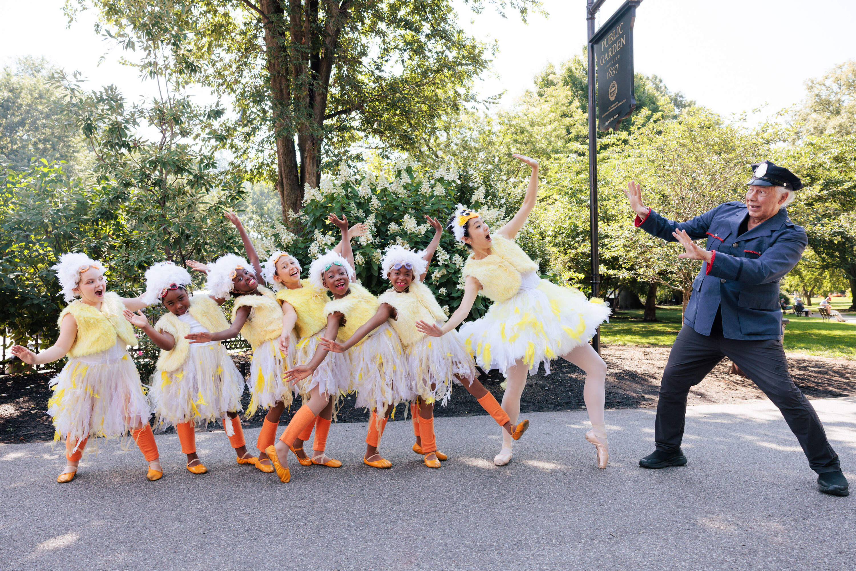Duckling performers pose with Urban Nutcracker creator Anthony Williams in Boston Public Garden. (Courtesy of Urban Nutcracker)