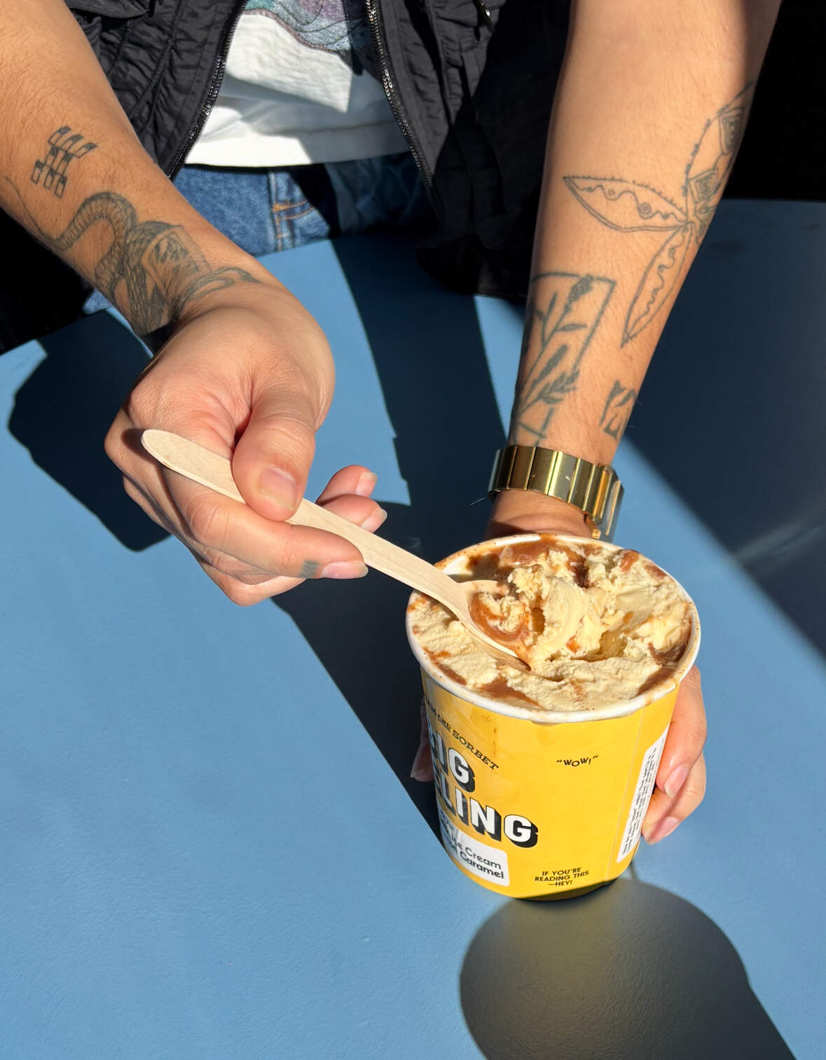 Big Feeling Ice Cream offers a range of flavors. (Kathy Gunst/Here &amp; Now)