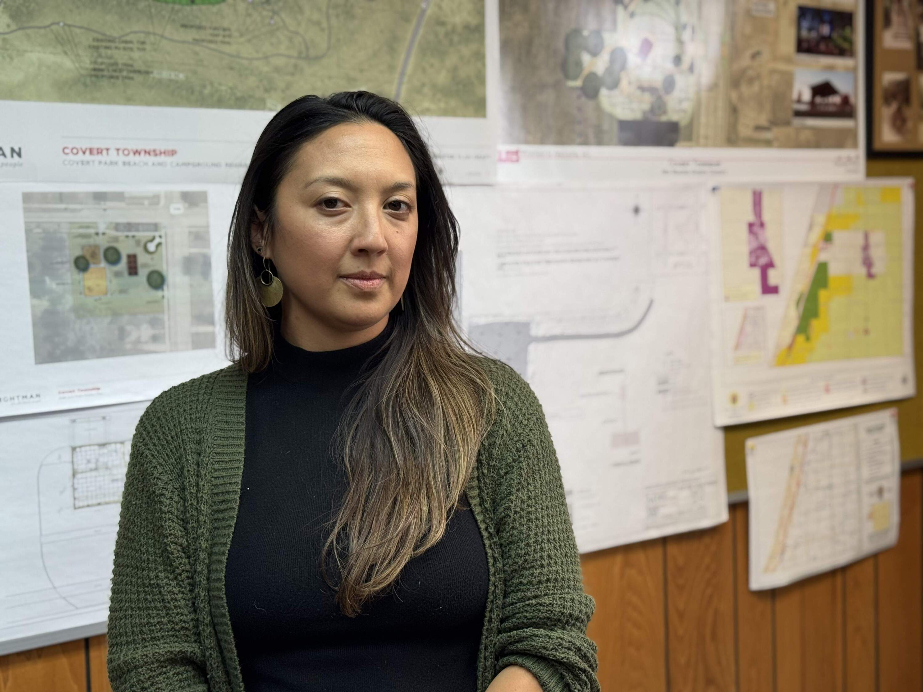 Covert, Michigan, township supervisor Daywi Cook’s father helped build the plant in the 1960s. (Chris Bentley/Here & Now)