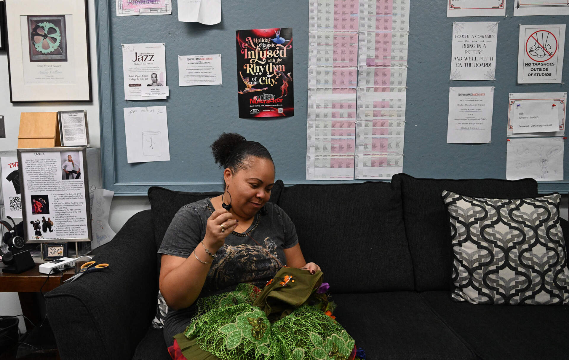 Tisa Napoleon sews a costume for "Urban Nutcracker" in 2025. (Courtesy of Bill Shamlian via Urban Nutcracker)