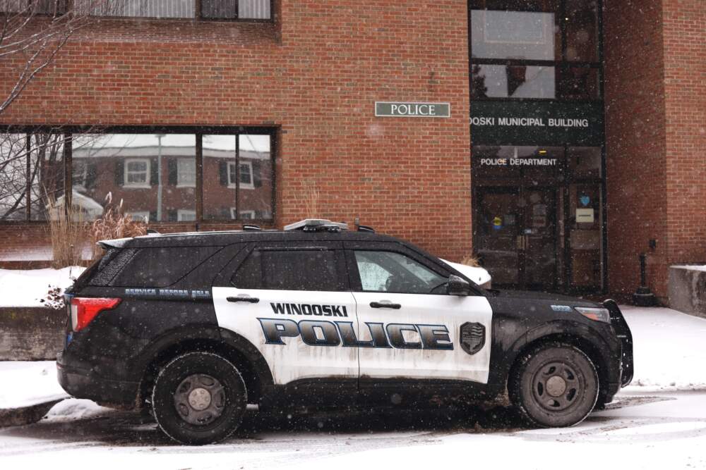 A Winooski Police vehicle is parked outside of the Winooski Police Department, Wednesday, Dec. 10, 2025. (Amanda Swinhart/AP)