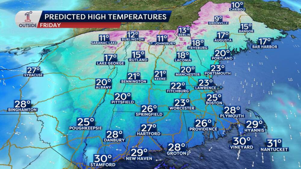 High temperatures predicted for Friday, Dec. 26. (Danielle Noyes/1DegreeOutside)