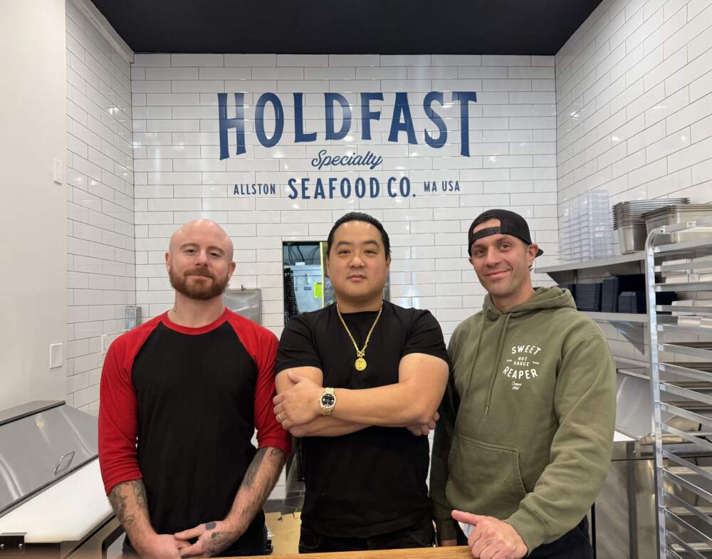 From left: Tyler Paolini, Jesse Kim and Nathan Gould of Holdfast Specialty Seafood Co. (Courtesy Colin Campbell) 