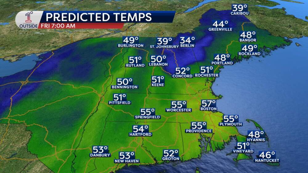 Predicted temperatures Friday morning. (Danielle Noyes/1DegreeOutside)