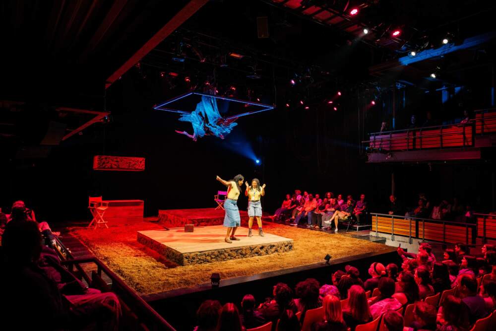 From left, Yetunde Felix-Ukwu and Victoria Omoregie in Company One and Woolly Mammoth Theatre Company's "The Great Privation." (Courtesy Cameron Whitman)