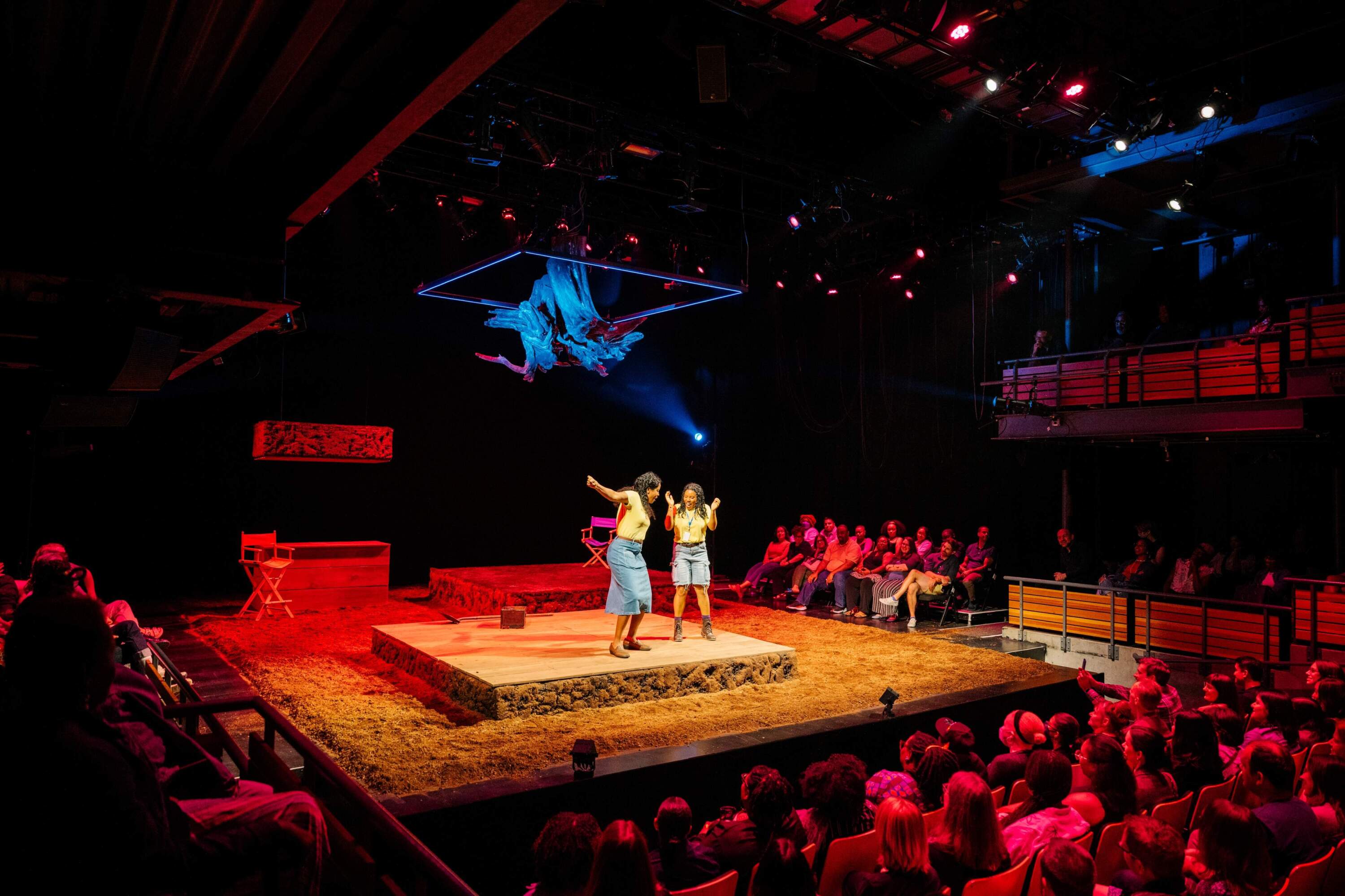 From left, Yetunde Felix-Ukwu and Victoria Omoregie in Company One and Woolly Mammoth Theatre Company's "The Great Privation." (Courtesy Cameron Whitman)