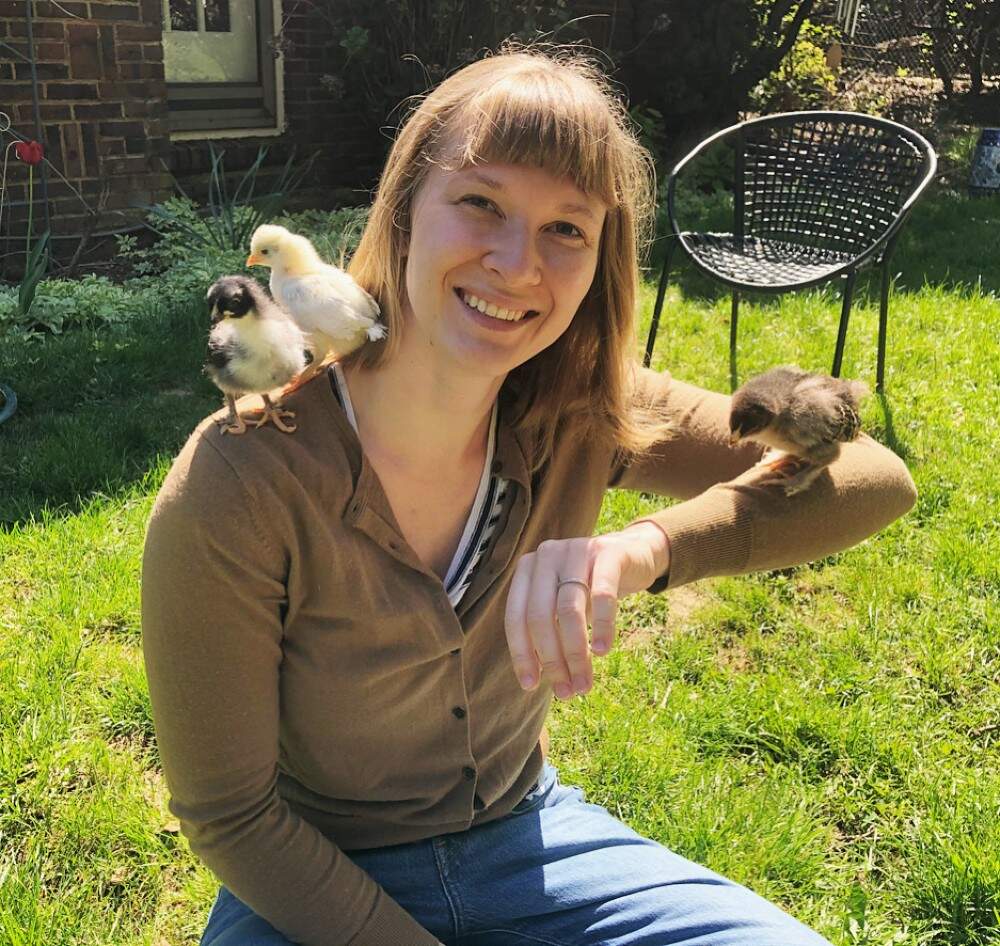 The author with her baby chicks in 2020. (Courtesy Tove Danovich)