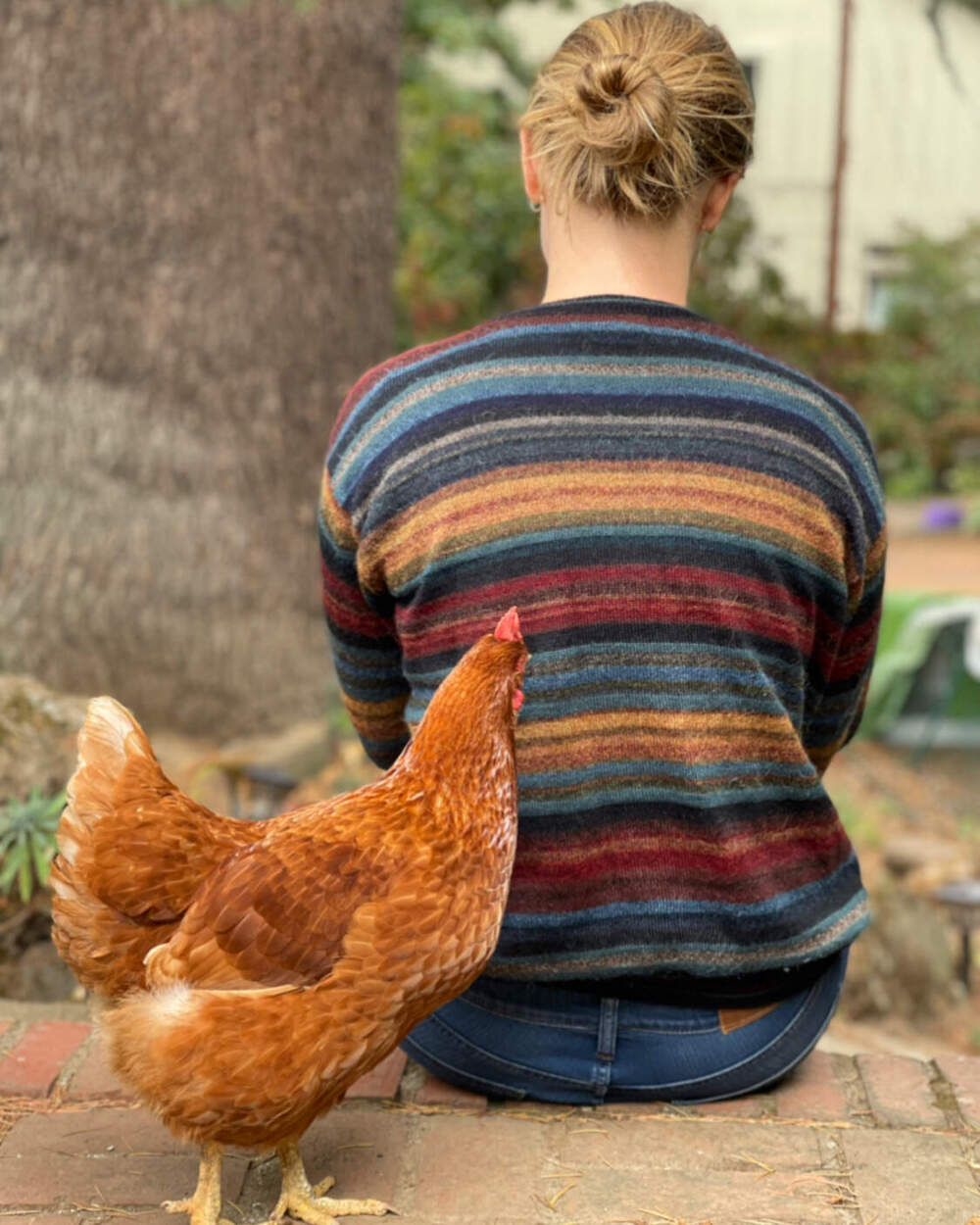 The author with one of her hens. (Courtesy Tove Danovich)