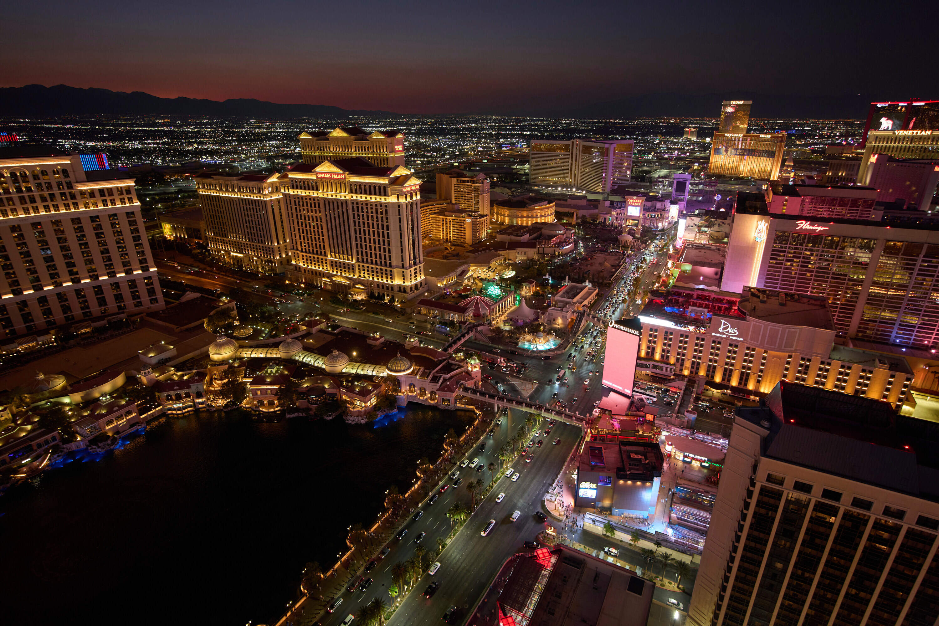 Cars drive along the Las Vegas Strip, Aug. 2, 2025, in Las Vegas. (John Locher/AP)