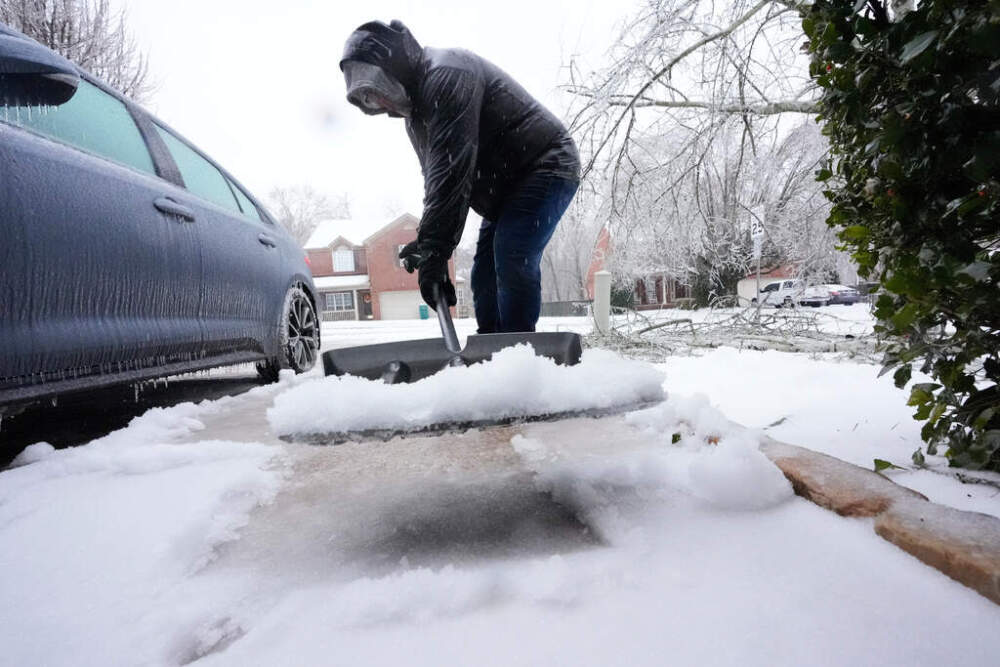 Ice and snow are shoveled during a winter storm Sunday, Jan. 25, 2026, in Nashville, Tenn. (George Walker IV/ AP File)