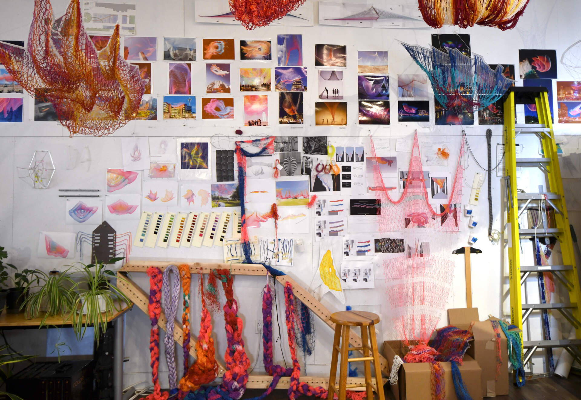 Janet Echelman's studio in Brookline. (Courtesy Bruce Petschek)