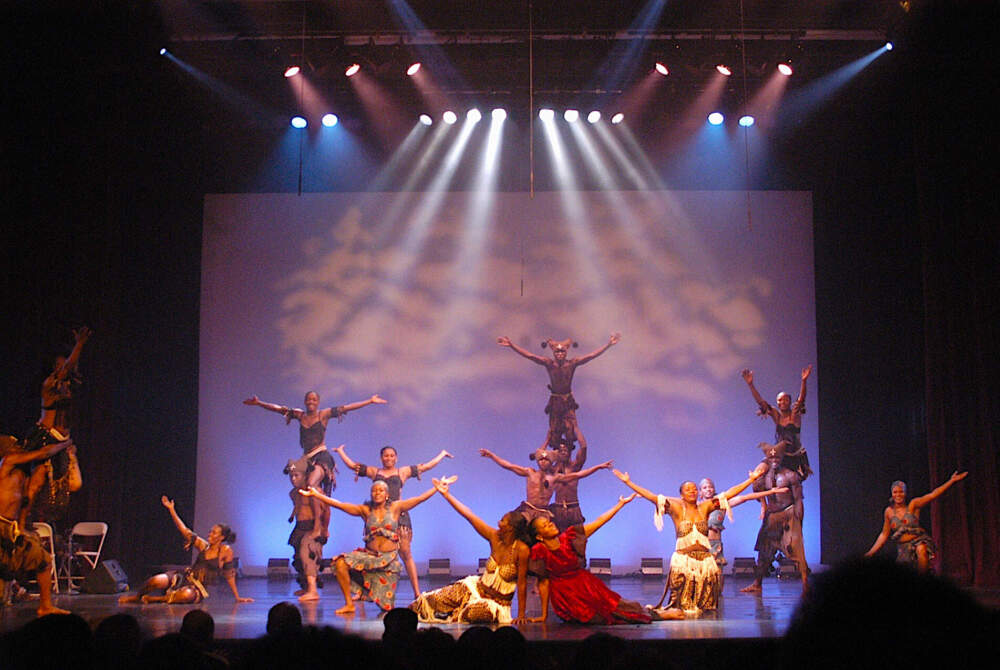 Les Ballets Africains dancers onstage. (Courtesy Les Ballets Africains)