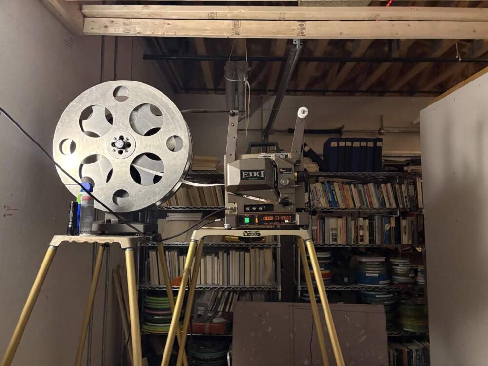 Kinonik shows most films to audiences using this Eiki 16 millimeter projector. (Nicole Ogrysko/Maine Public)