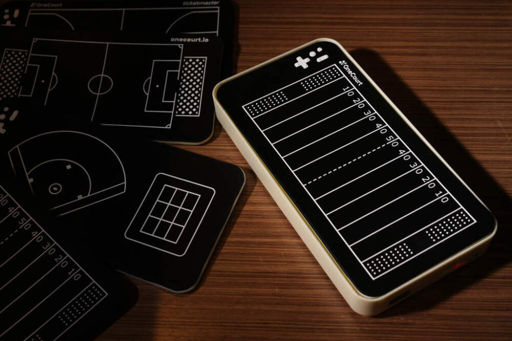 A OneCourt tablet, a tactile device that translates gameplay into trackable vibrations for those with vision impairment. (Lindsey Wasson/AP)