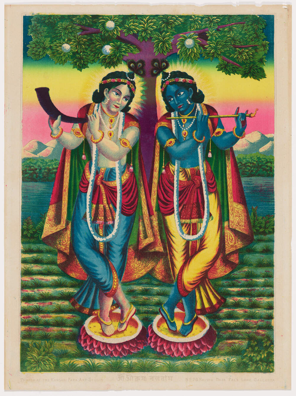 Shri Shri Krishna Balarama, about 1910-1920. (Courtesy Kansaripara Art Studio Lithograph and Marshall H. Gould Fund; photo courtesy Museum of Fine Arts, Boston)