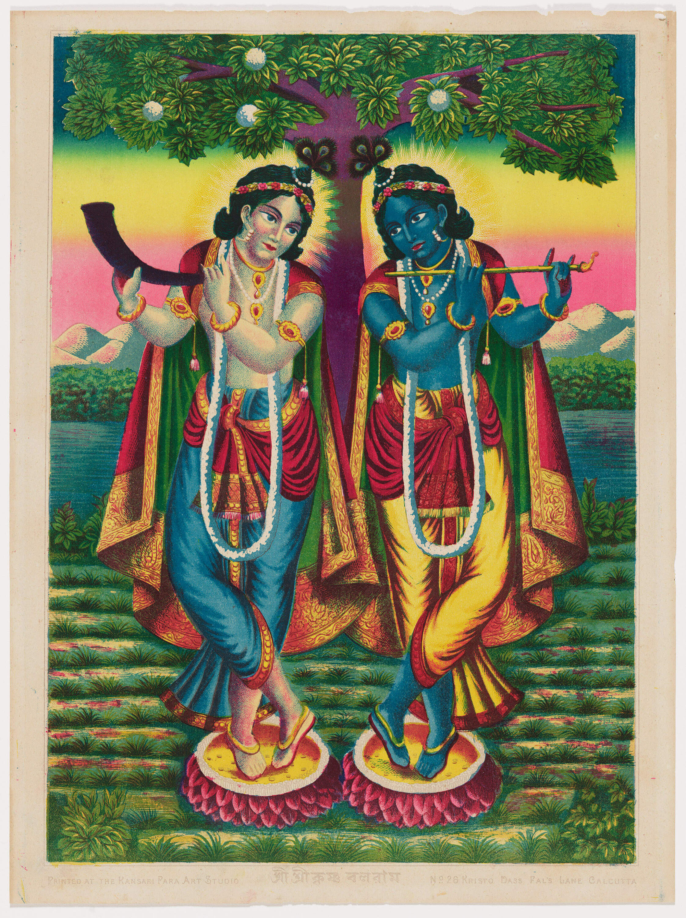 Shri Shri Krishna Balarama, about 1910-1920. (Courtesy Kansaripara Art Studio Lithograph and Marshall H. Gould Fund; photo courtesy Museum of Fine Arts, Boston)