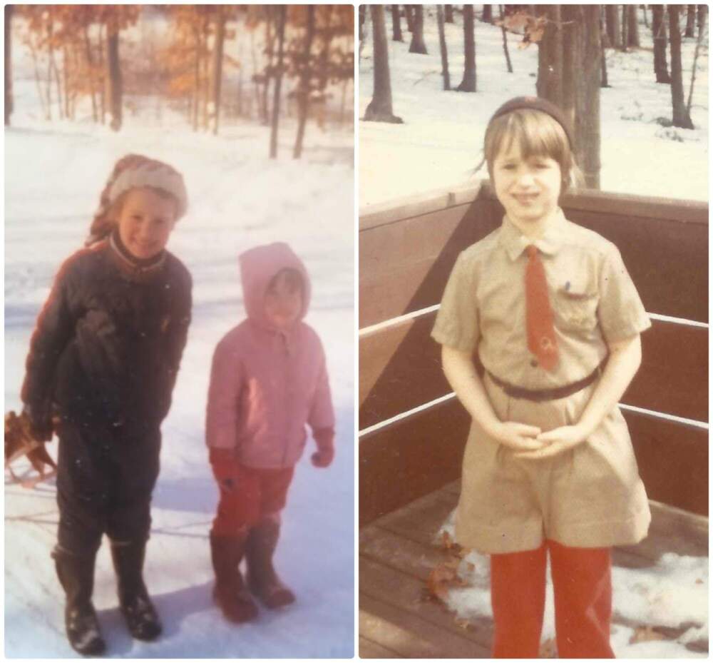 Left: The author, left, and her sister, Laurie. Laurie in her Brownie uniform. (Courtesy Meghan O'Sullivan)