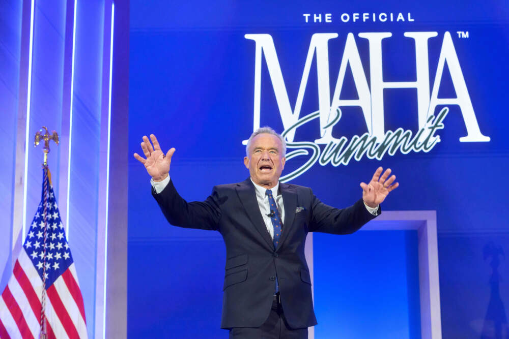 Health and Human Services Secretary Robert F. Kennedy, Jr., arrives on stage at the inaugural Make America Healthy Again summit at the Waldorf Astoria on Nov. 12, 2025, in Washington. (Rod Lamkey, Jr./AP file photo)