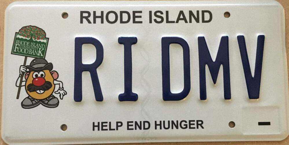 An image of the Rhode Island specialty license plate featuring Mr. Potato Head. (Courtesy of the Rhode Island Department of Motor Vehicles)