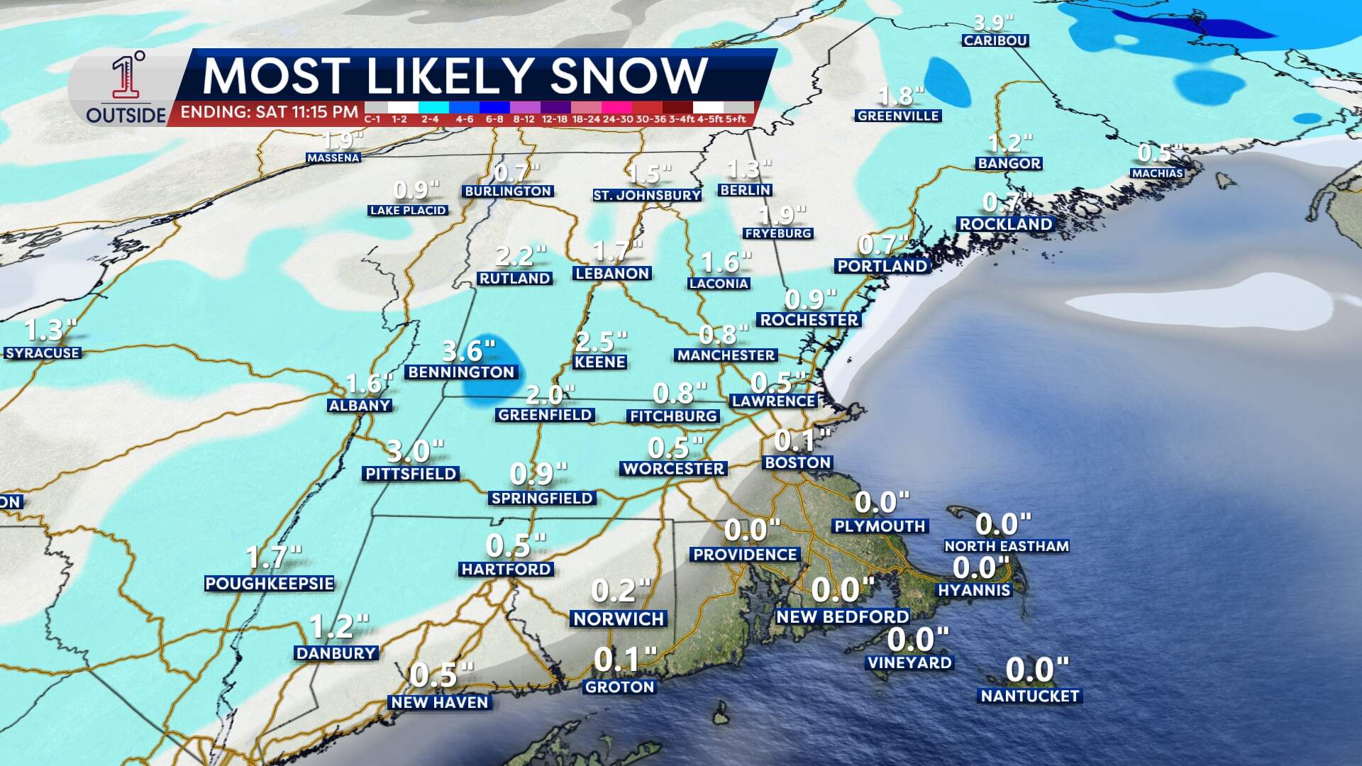 Saturday could bring a few inches of snow to New England's interior. (Danielle Noyes/1DegreeOutside)