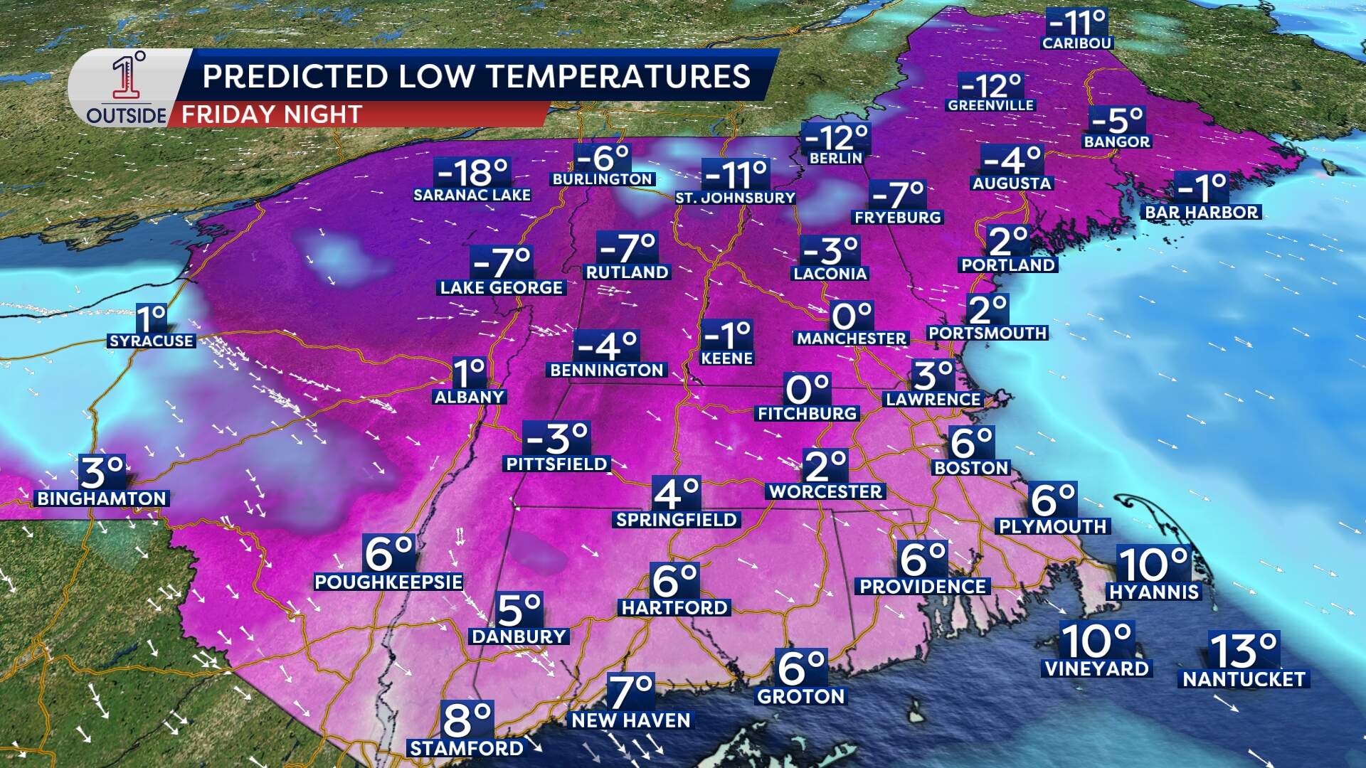 Frigid air will set into New England by Friday. (Danielle Noyes/1DegreeOutside)