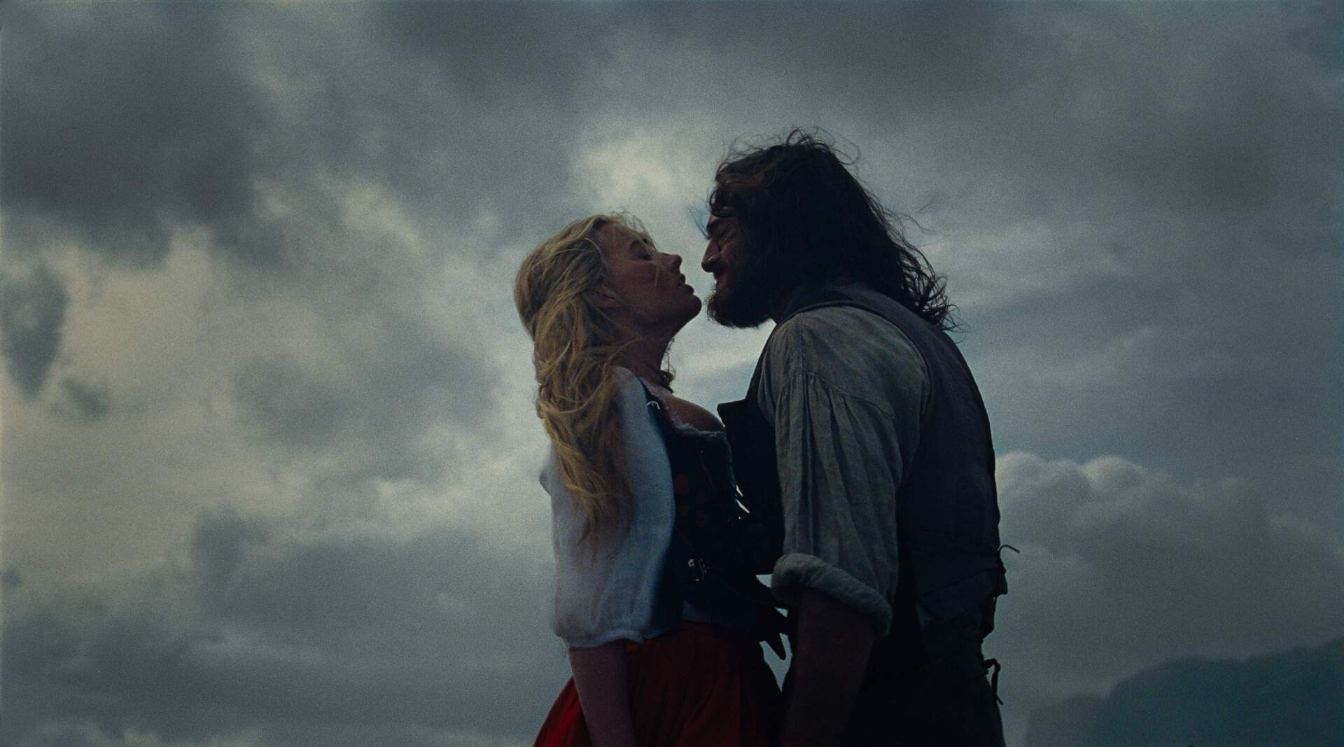 Margot Robbie (left) and Jacob Elordi in director Emerald Fennell's "Wuthering Heights." (Courtesy Warner Bros. Pictures)