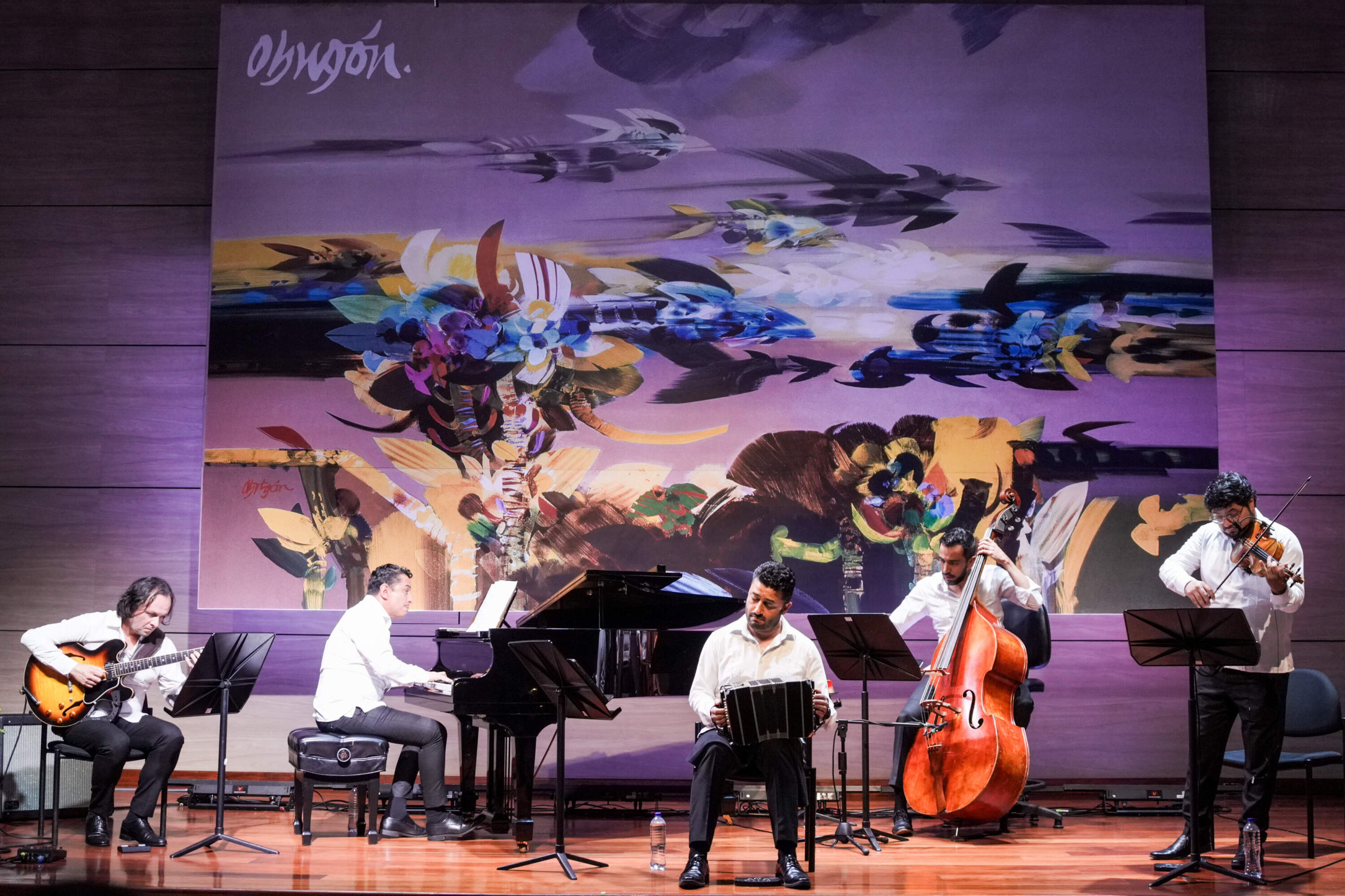 The Giovannni Parra Quintet, performing at the Palacio de la Proclamación, during the Cartagena Festival de Música. (Courtesy of Akiro Palacio)