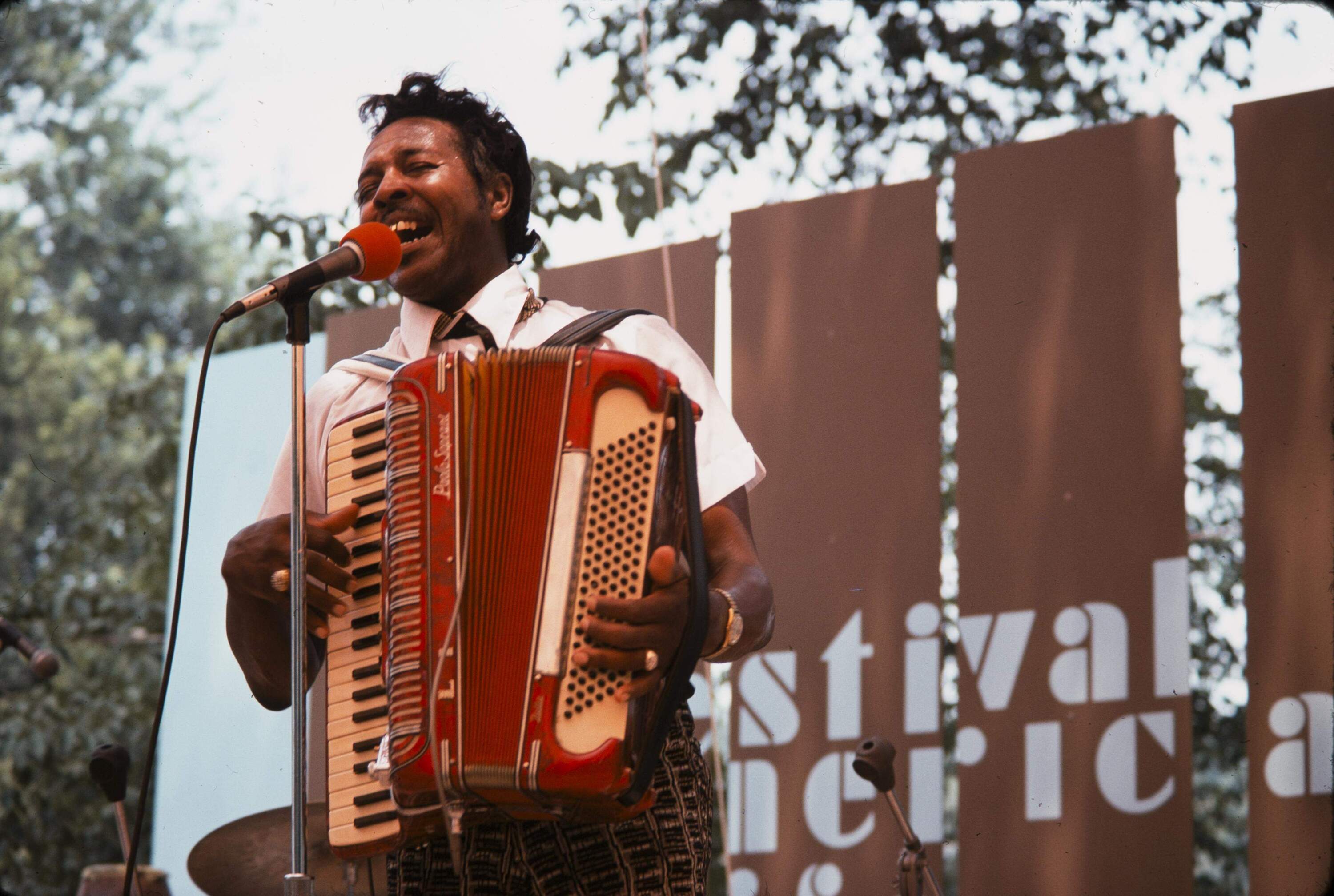 Clifton Chenier. (Photo by Reed and Susan Erskine. Courtesy Ralph Rinzler Folklife Archives and Collections, Smithsonian Institution)