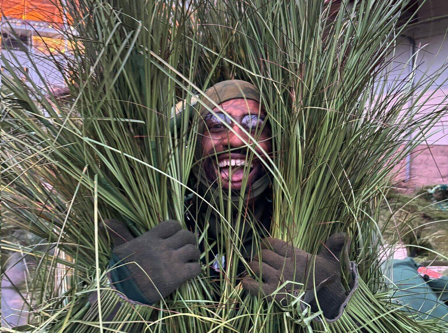 Andrew Athias in his grass costume. (Courtesy of Andrew Athias)
