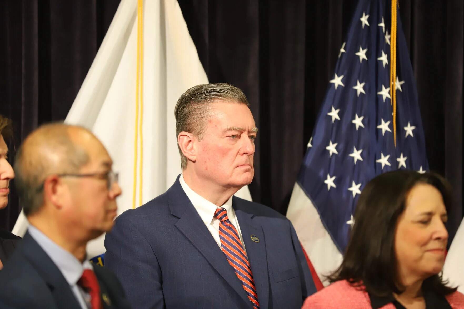 Housing and Livable Communities Secretary Ed Augustus attends the fiscal 2027 budget press conference on Wednesday, Jan. 28, 2026. (Sam Drysdale/SHNS)