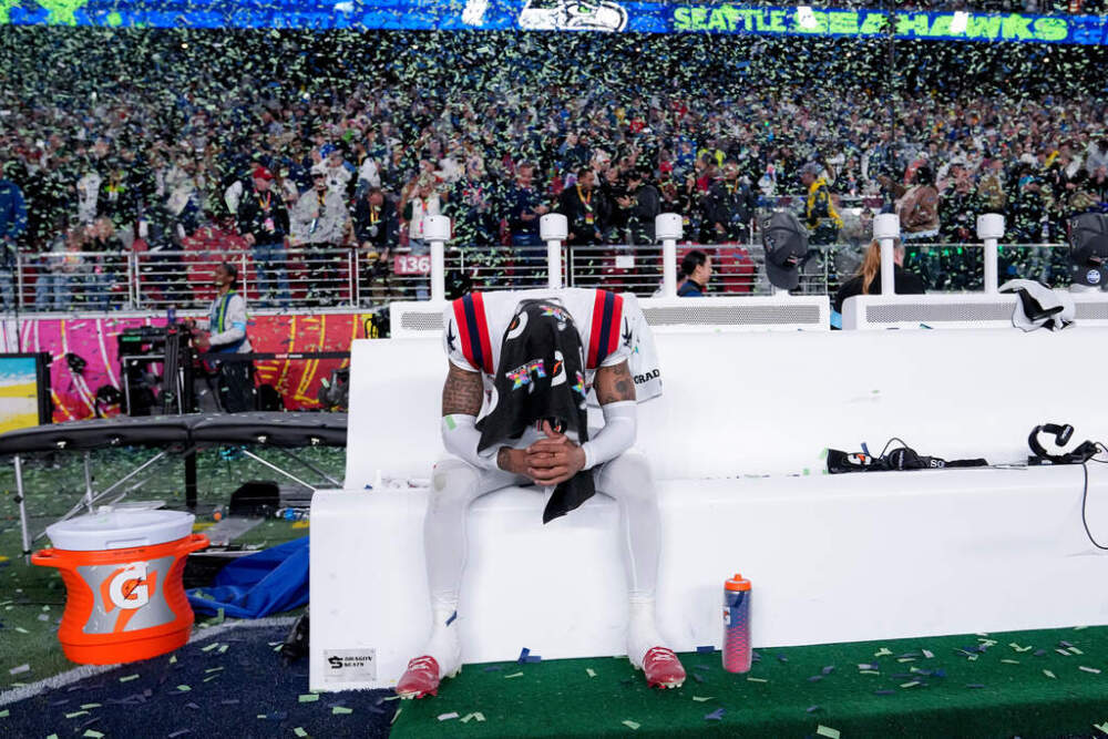 Patriots cornerback Charles Woods sits on the bench after losing to the Seattle Seahawks. (Lynne Sladky/AP)