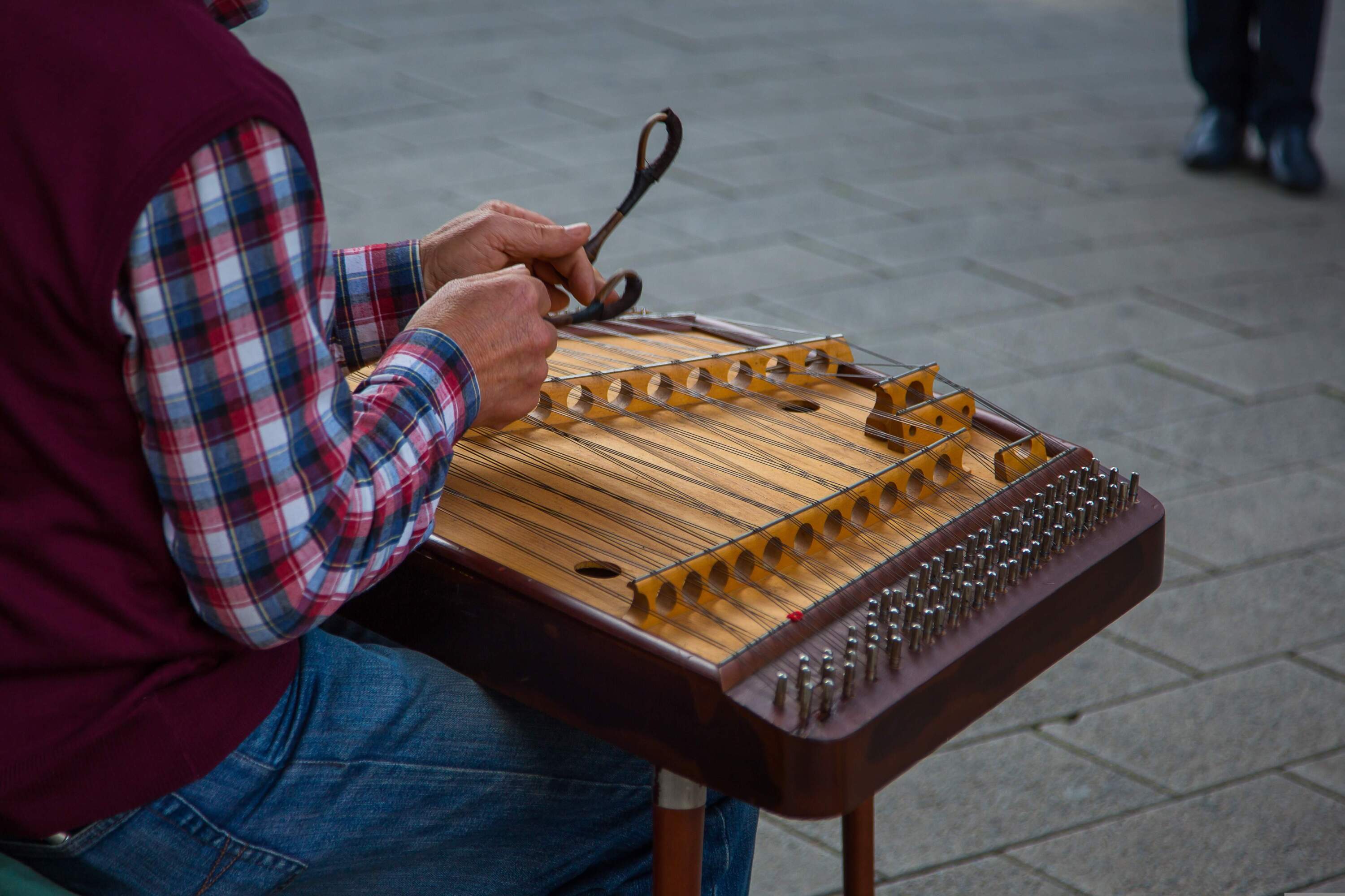 The cimbalom is often used in small music ensembles by central European Roma. (image courtesy of Maxmann)