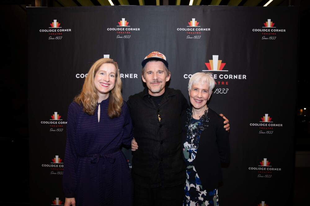 From left: Beth Gilligan, Ethan Hawke and Katherine Tallman in 2025. (Courtesy The Coolidge Corner Theatre)