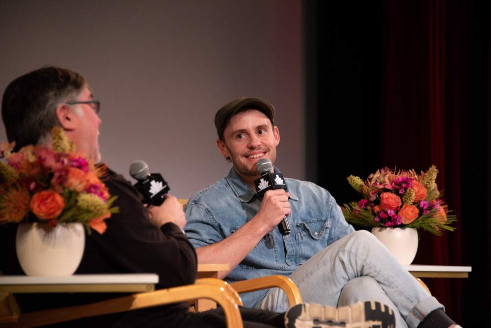 Writer-director Harry Lighton onstage at the Coolidge. (Courtesy Iz Indelicato/Coolidge Corner Theatre)