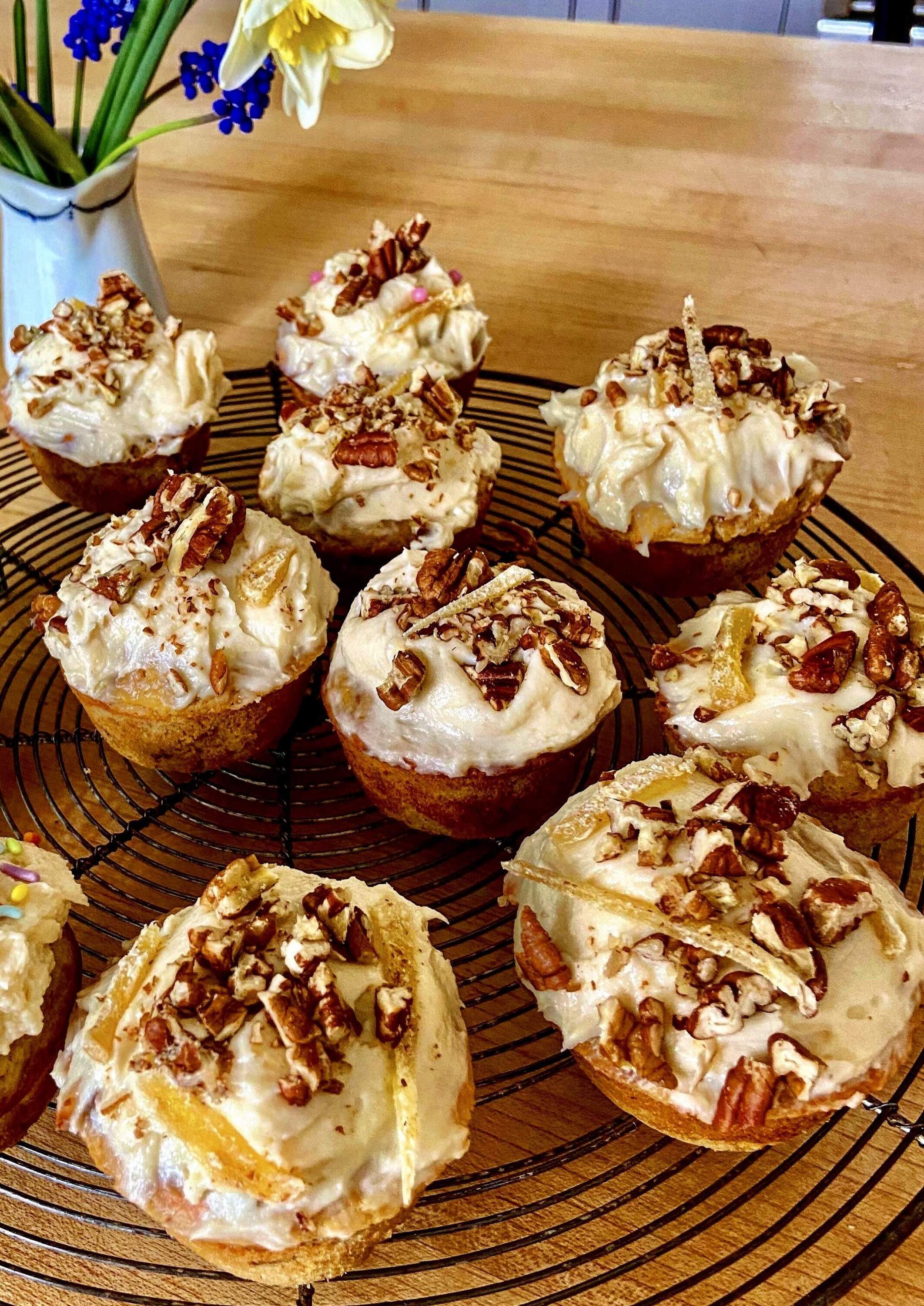 Spiced parsnip cupcakes with maple cream frosting. (Kathy Gunst/Here & Now)