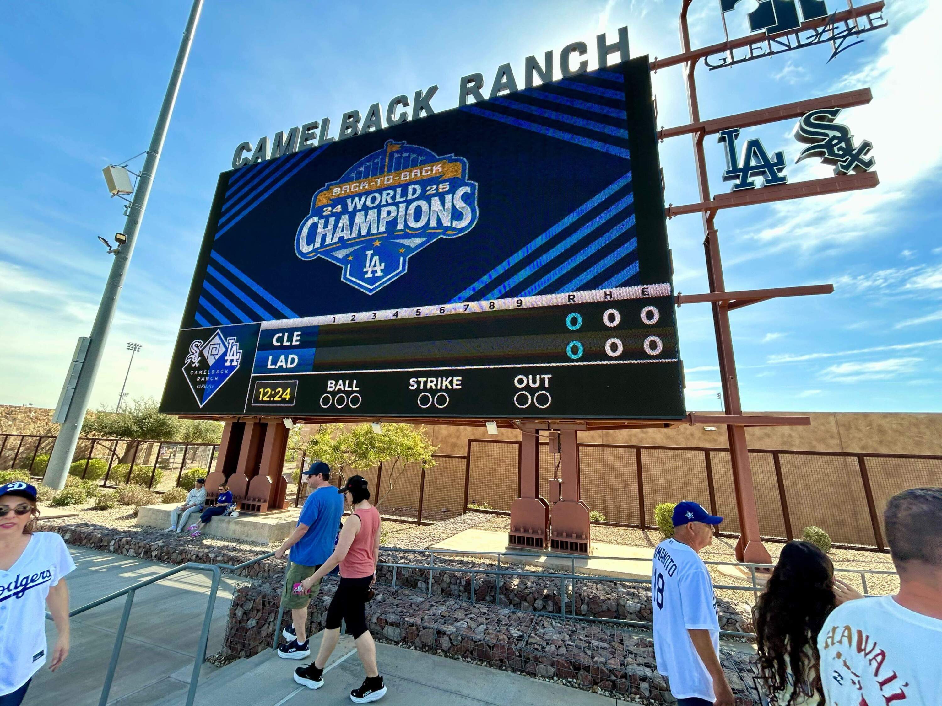 Fans at the LA Dodgers spring training facility in Glendale, Ariz. (Peter O'Dowd/Here & Now)