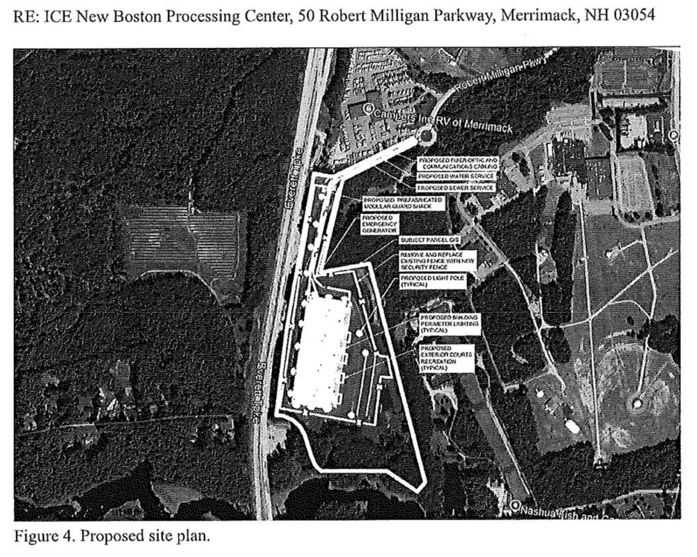 A proposed site plan from the U.S. Department of Homeland Security to the New Hampshire State Historic Preservation Office. (New Hampshire Division of Historical Resources via ACLU of NH)