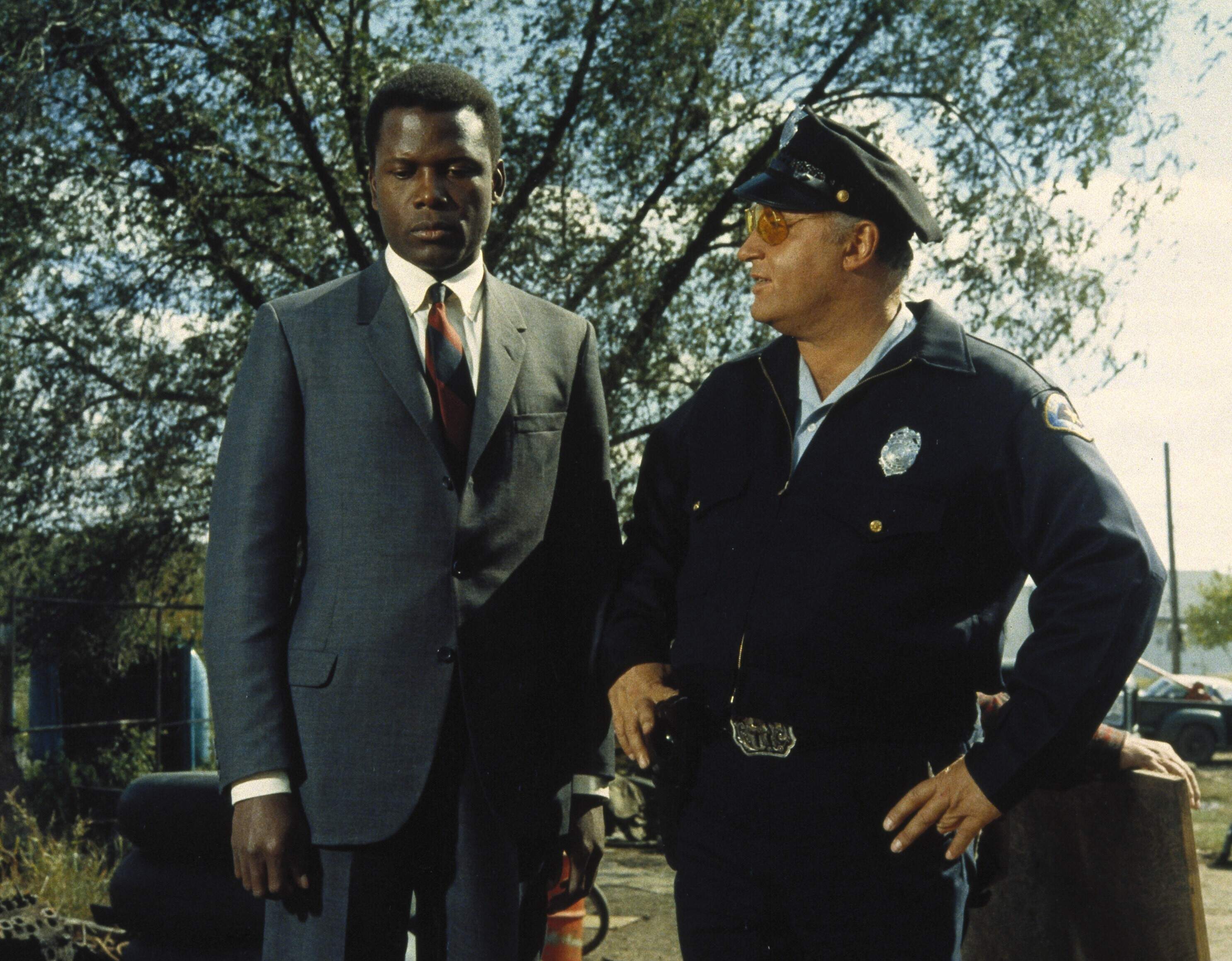 From left, Sidney Poitier and Rod Steiger in a still from "In the Heat of the Night." (Courtesy Mirisch/UA/Photofest)