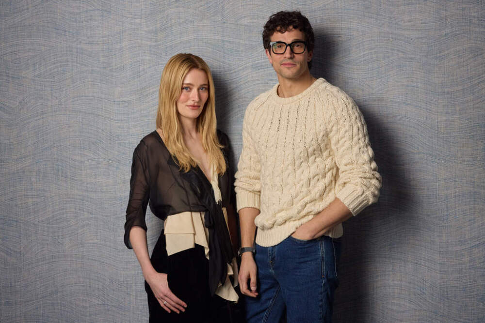Sarah Pidgeon, left, and Paul Anthony Kelly pose for a portrait to promote "Love Story: John F. Kennedy Jr. & Carolyn Bessette" on Monday, Feb. 2, 2026, in New York. (Photo by Matt Licari/Invision/AP)