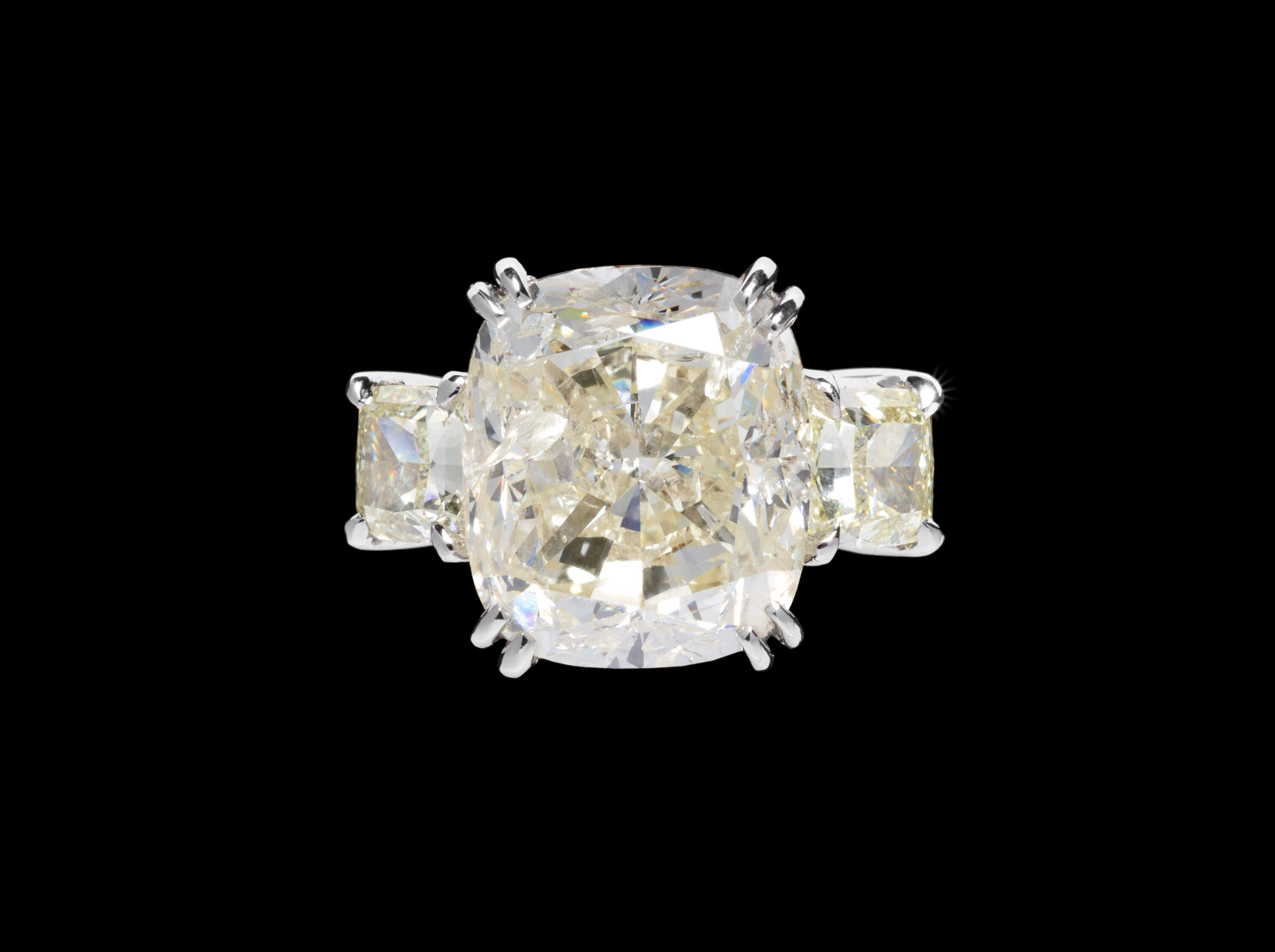 The Freedom Diamond, from the National Gem Collection at the Smithsonian Institution National Museum of Natural History. The 16.87-carat, cushion-cut diamond in this ring was cut from a 28.18-carat diamond crystal mined from Kelsey Lake, Colorado in 1997. It is the largest faceted diamond from the United States. (Courtesy of the Smithsonian Institution)