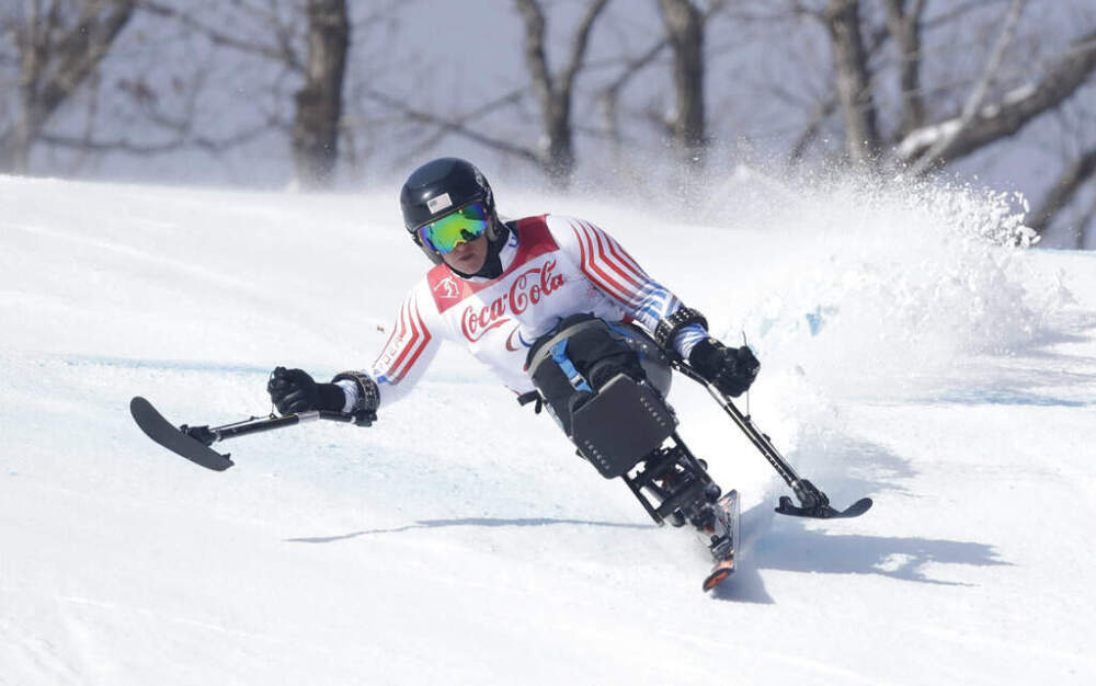 Laurie Stephens of the United States competes in the women's downhill, sitting, at the 2018 Winter Paralympics in Jeongseon, South Korea. (Lee Jin-man/AP)