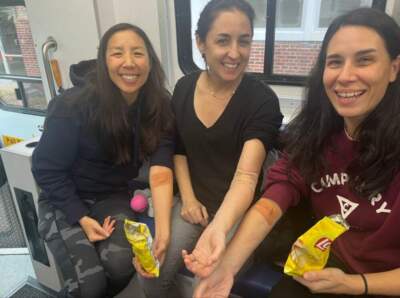 Some friends do lunch. We donate blood