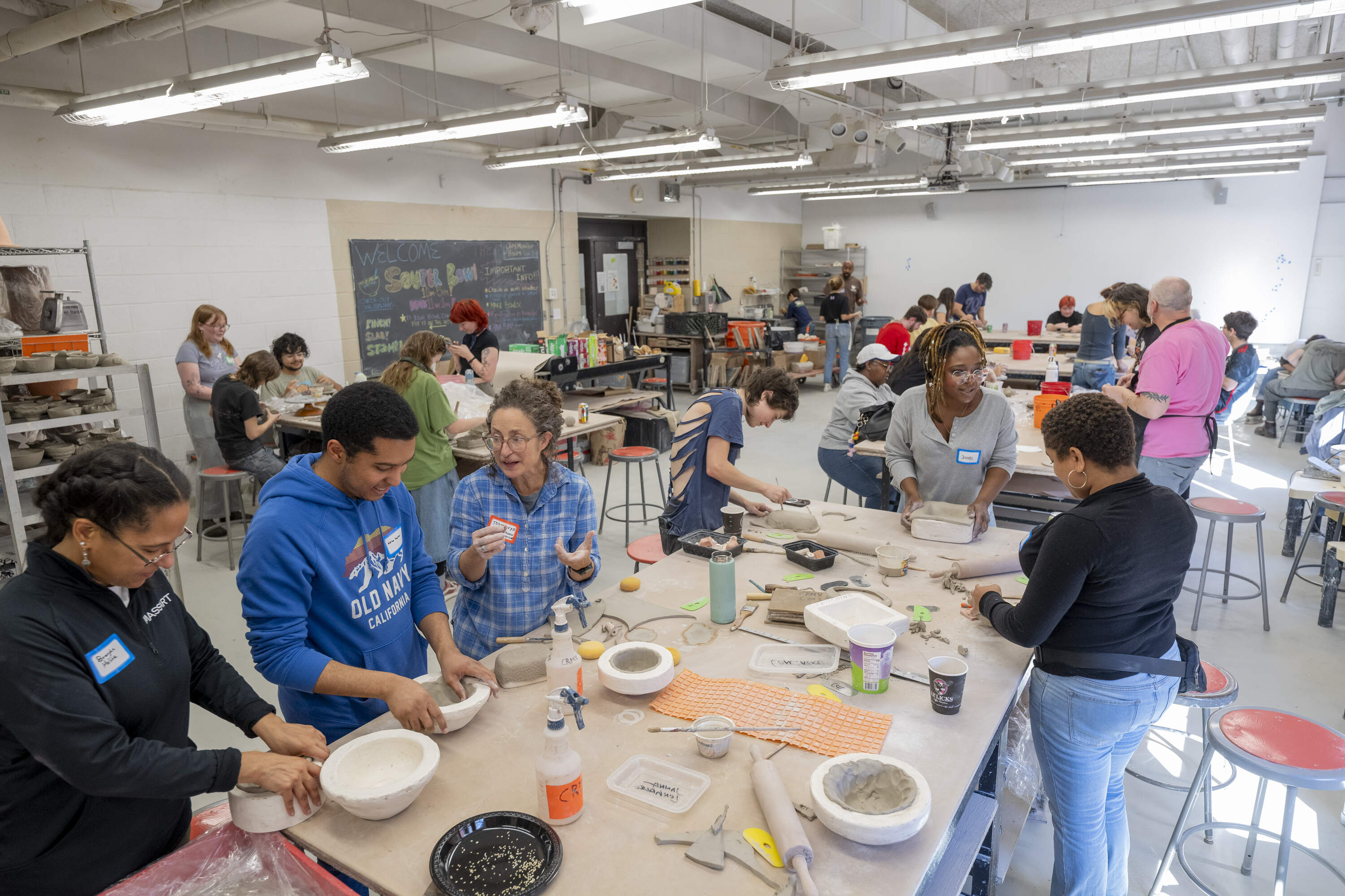 MassArt student group Clay for Change hosted a bowl-making event last October in preparation for the 2026 Haley House Souper Bowl. (Courtesy Melissa Ostrow)