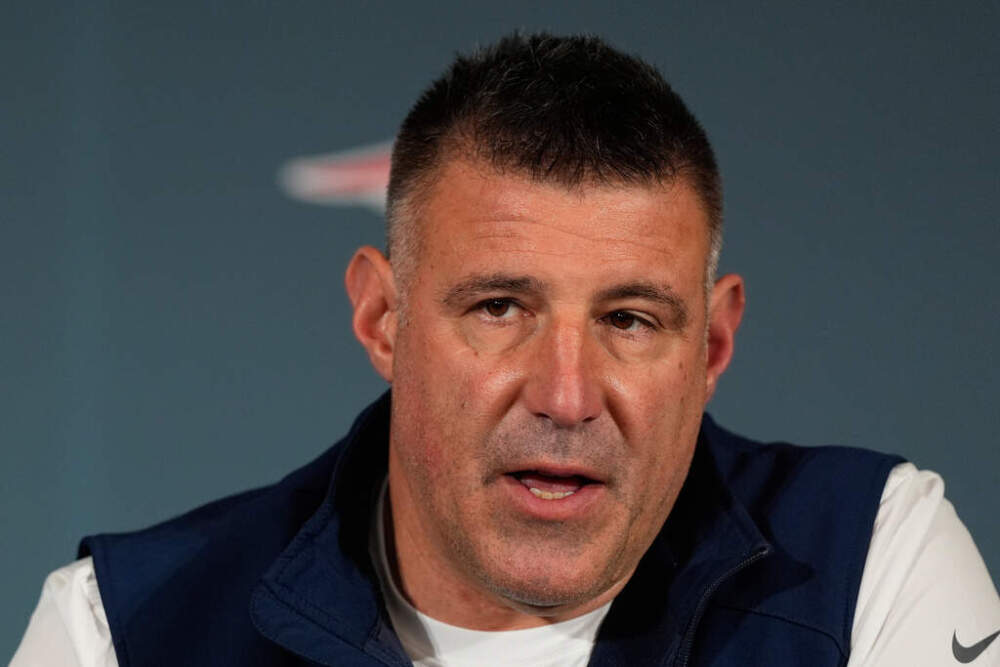 New England Patriots head coach Mike Vrabel talks to the media during a news conference Wednesday, Feb. 4, 2026, in Santa Clara, Calif., ahead of the Super Bowl. (Charlie Riedel/AP)